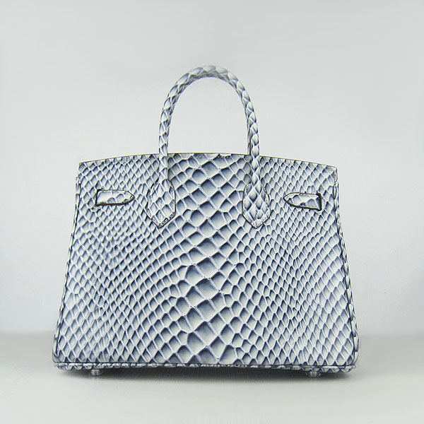 Replica Hermes Birkin 30CM Fish Veins Leather Bag Blue 6088 On Sale